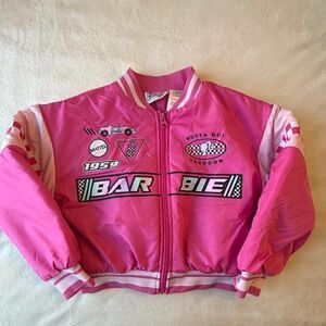 Barbie Girls Pink Barbie Bomber Jacket | Retro Kidcore Style | Size 6 / 6X